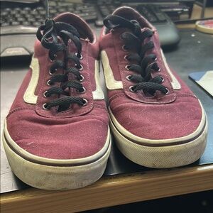 Vans Burgundy Sneakers with White Stripe
